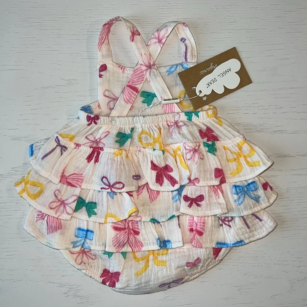 Angel Dear Ruffle Sunsuit Bubble Romper Colorful Bows 12-18 18-24 months - Picture 5 of 6